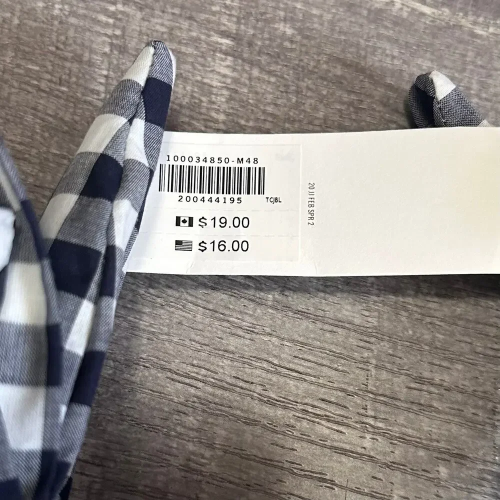 Janie and Jack NEW Set (2) Headbands Navy White Large Bow Gingham & Striped